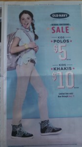 Old Navy Back to School ad Boston Globe 2